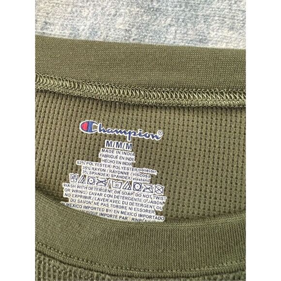Champion Green Waffle Knit Cropped Sweatshirt Medium - Picture 4 of 4